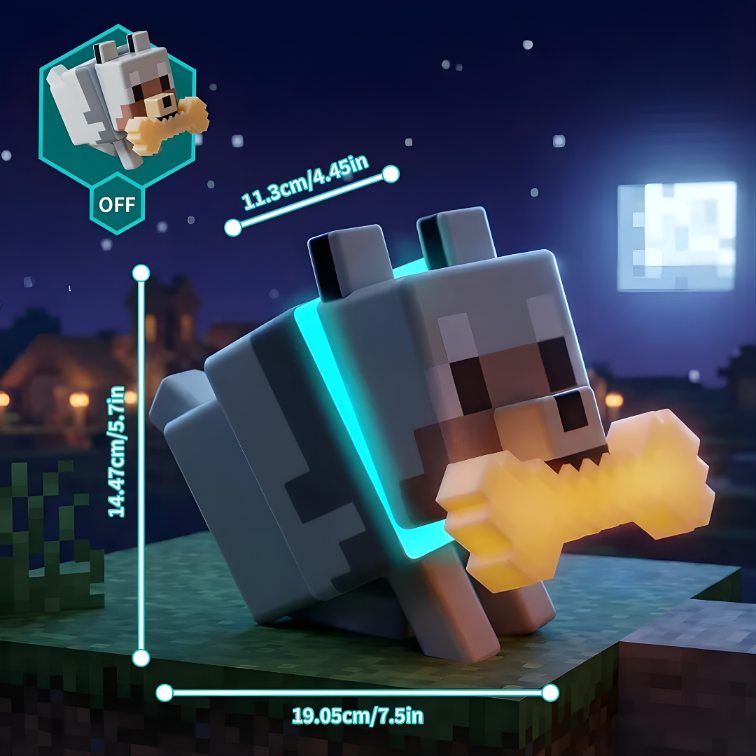 Blocky Wolf LED Lamp